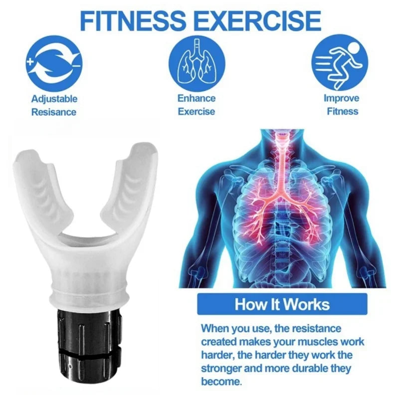 Elevate Your Lung Capacity with the Durable Black Breathing Trainer - Adjustable Fitness Exerciser for Enhanced Respiratory Strength